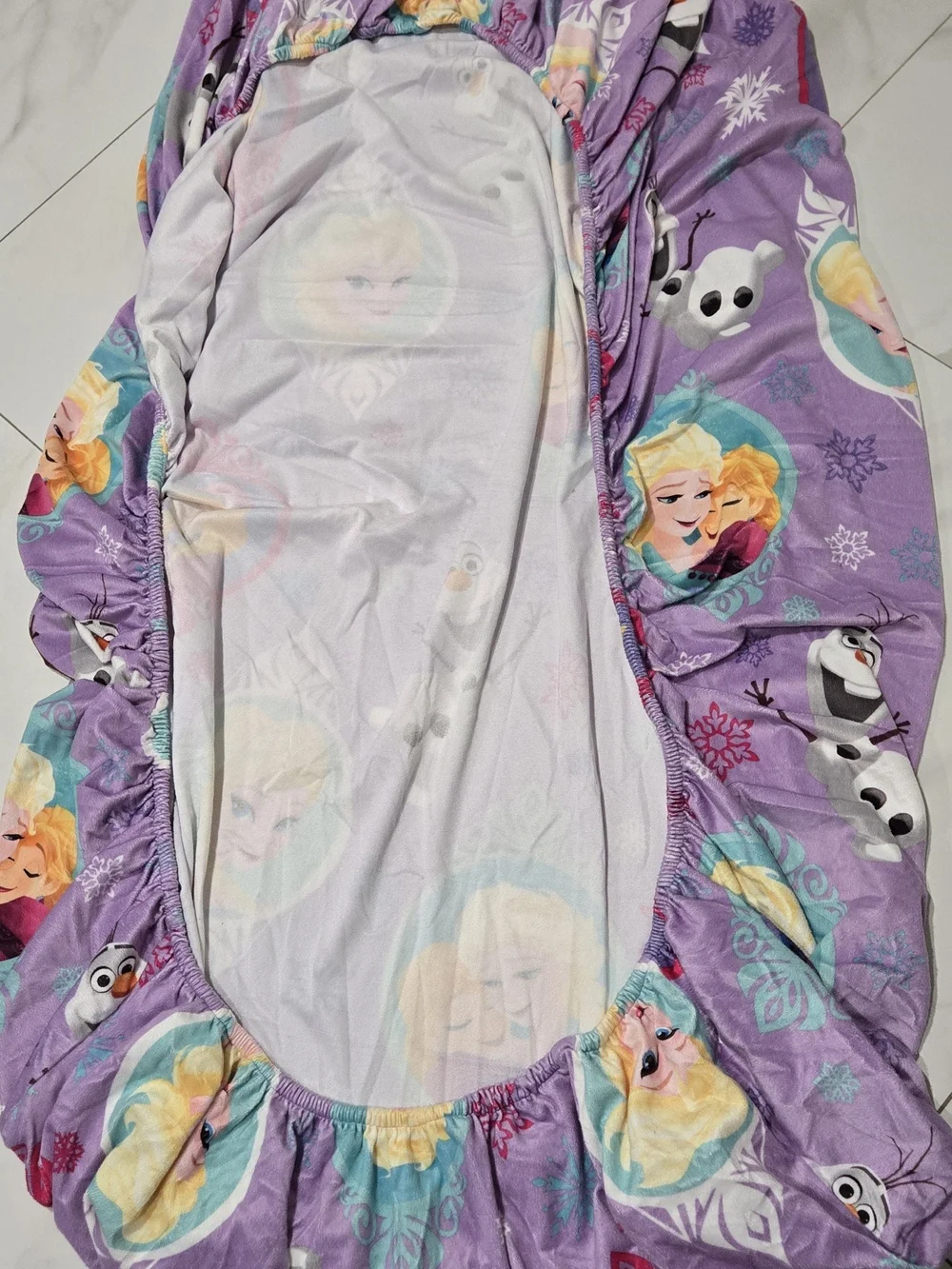Disney Frozen Purple Kids Twin Soft Fitted Sheet - Olaf & Sisters